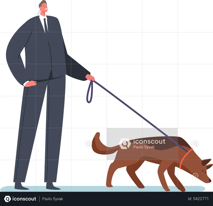 Security guard with Shepherd Dog  Illustration