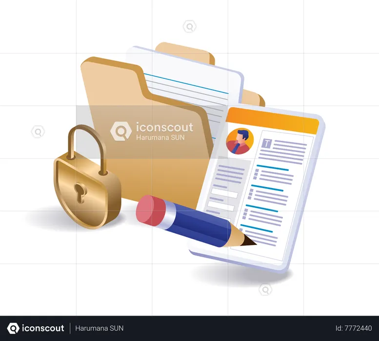 Security of a personal data in a file folder  Illustration