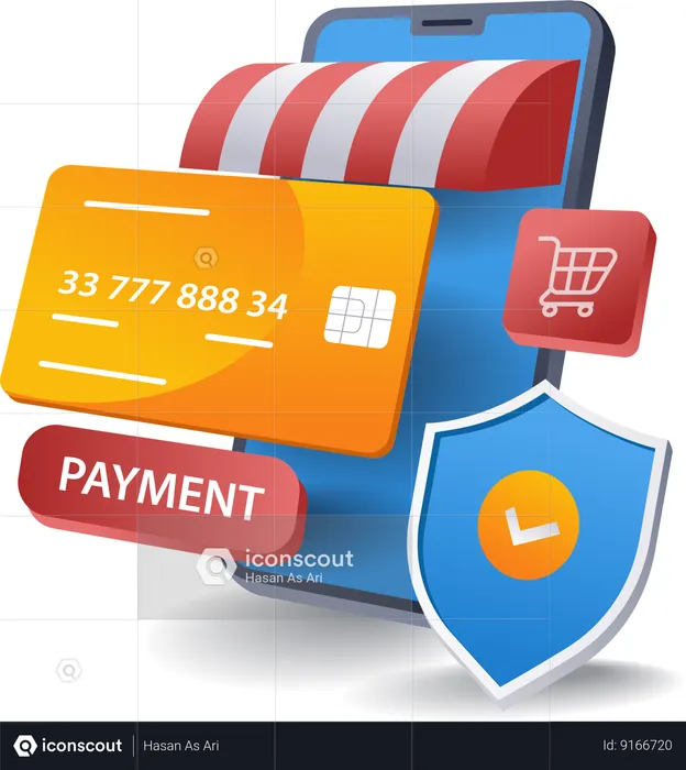 Security of online payment transactions ecommerce  Illustration