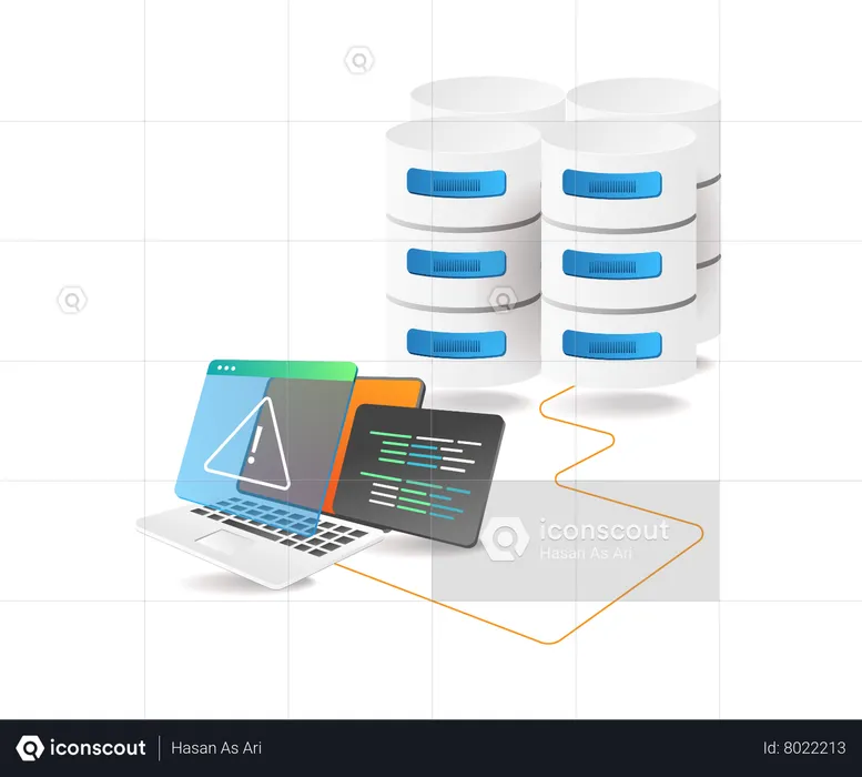 Security warning on database  Illustration