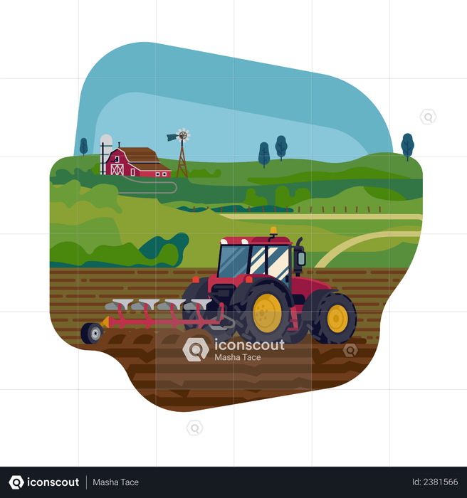 Best Premium Seed Drills with help of tractor Illustration download in