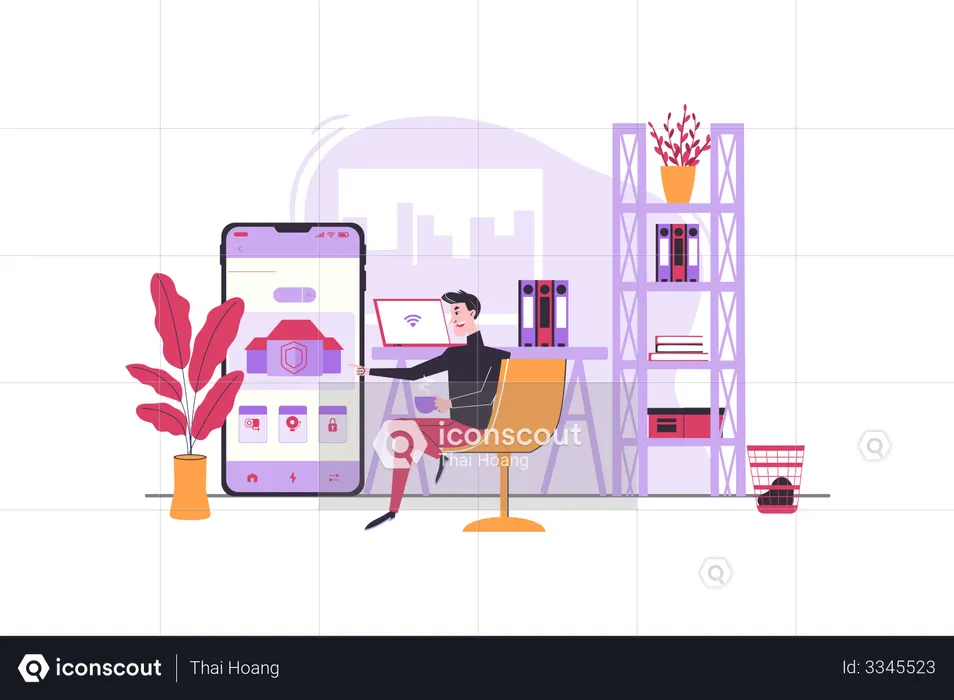 Segurança residencial inteligente  Ilustração
