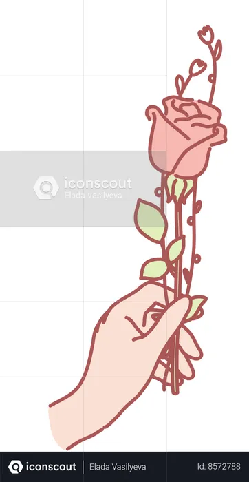 Segurando flor rosa  Ilustração