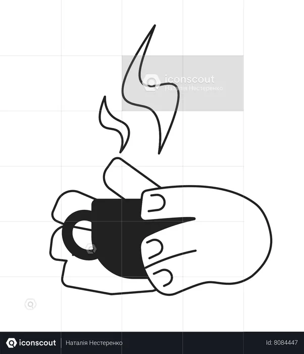 Segurando uma xícara de café  Ilustração