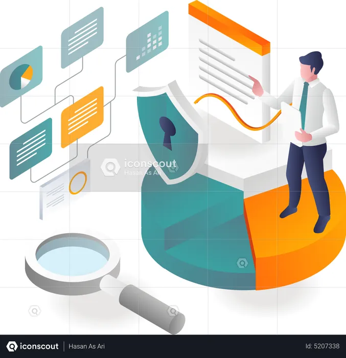 Seguridad de los datos de inversión empresarial  Ilustración