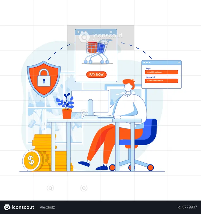 Seguridad de pagos de comercio electrónico  Ilustración