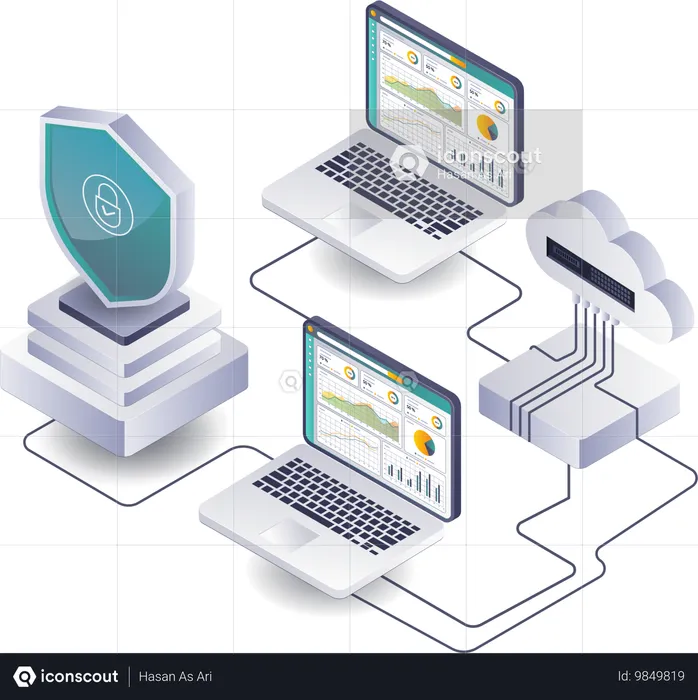 Seguridad del análisis de datos del servidor en la nube en sistemas informáticos  Ilustración