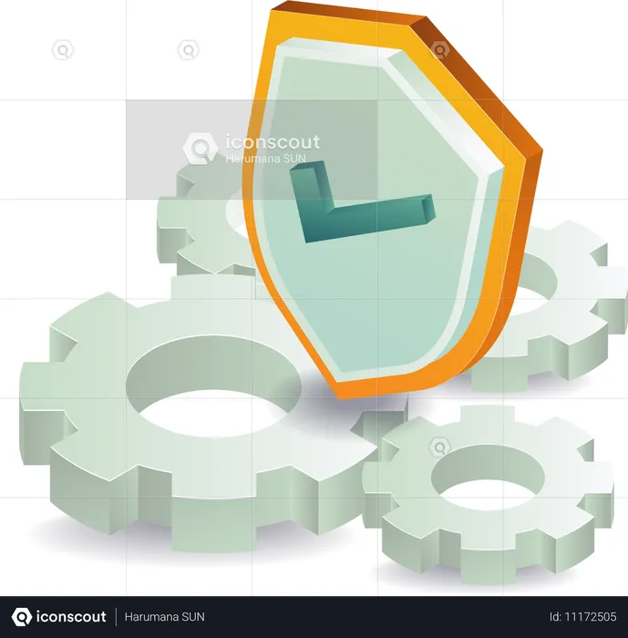 Engranaje de proceso de tecnología de seguridad  Ilustración