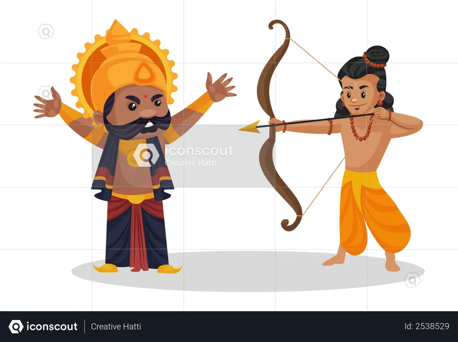 Seigneur Ram attaquant Ravan  Illustration