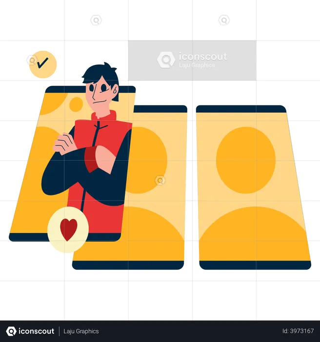 Selecting partner on dating app  Illustration