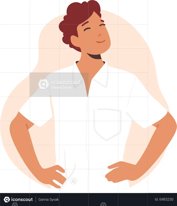 Self-assured Man With Arms Akimbo Standing in Confident Posture  Illustration