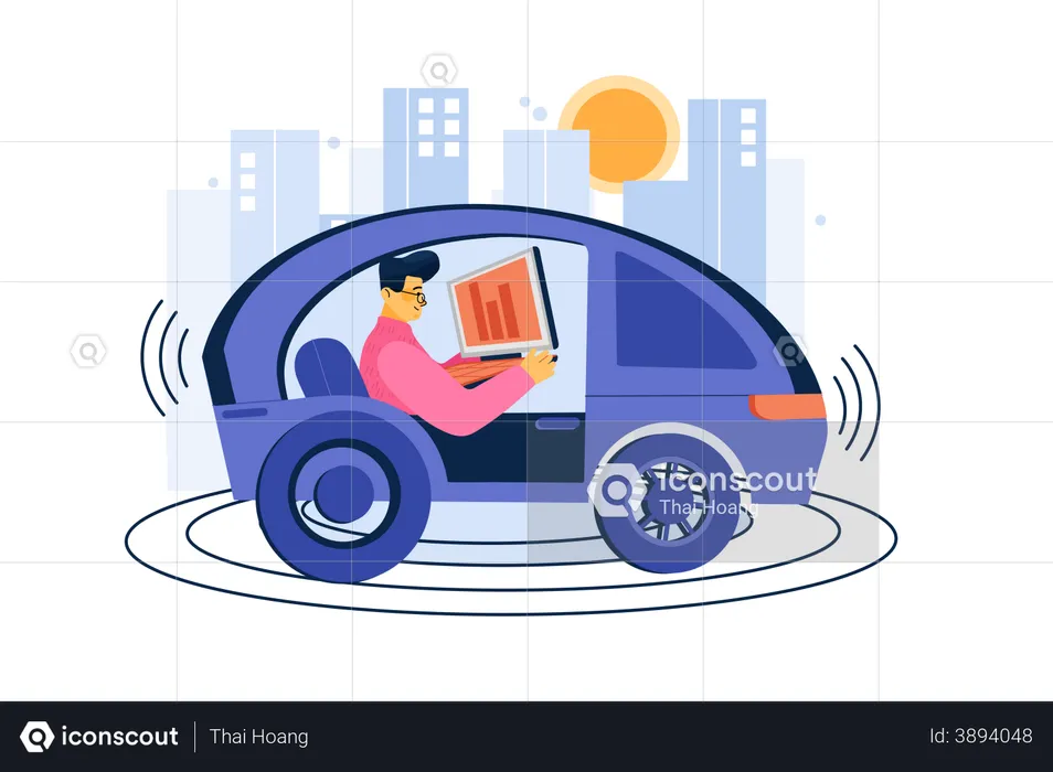 Self Driven car  Illustration