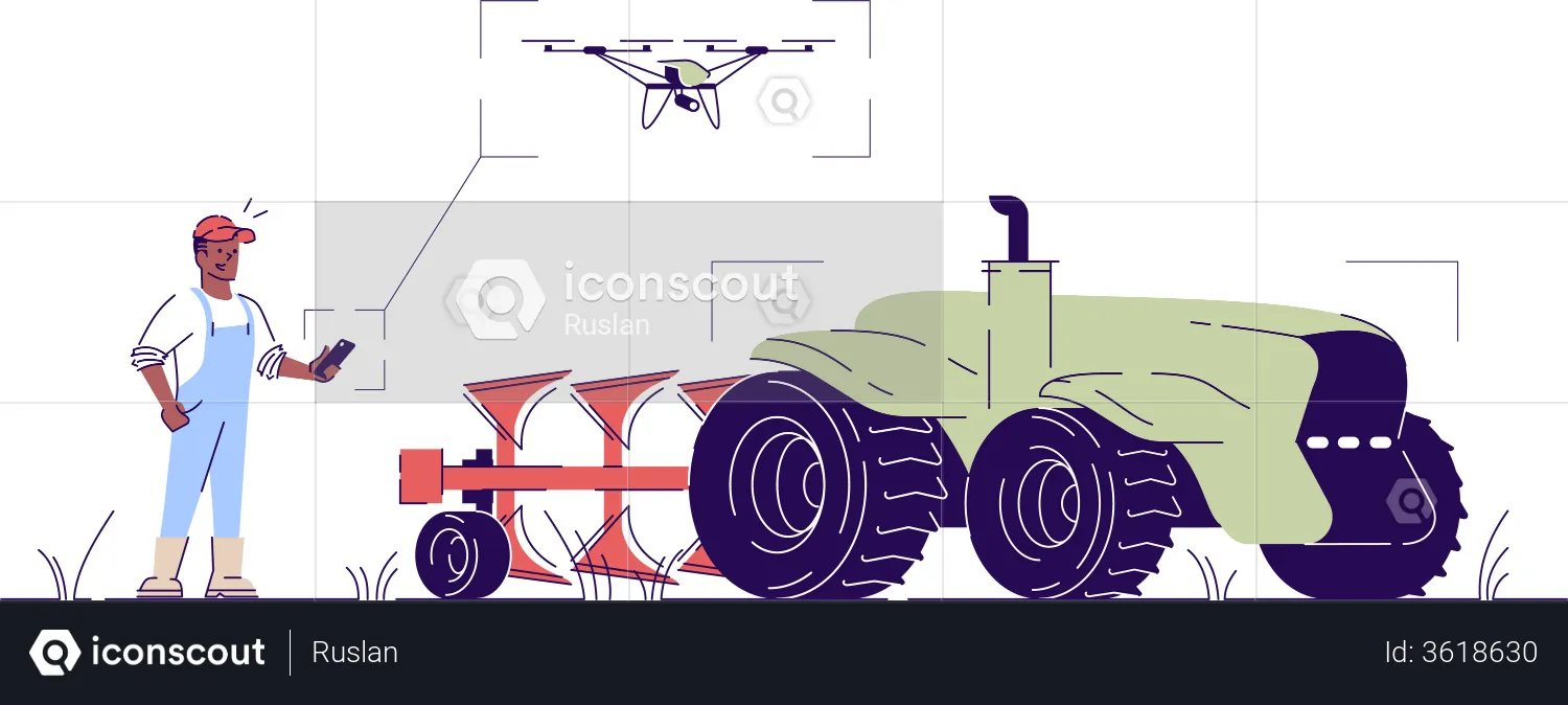 Self driving drone tractor  Illustration
