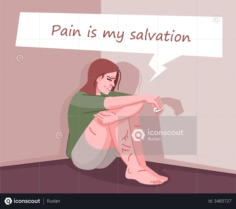 Self mutilation addiction  Illustration
