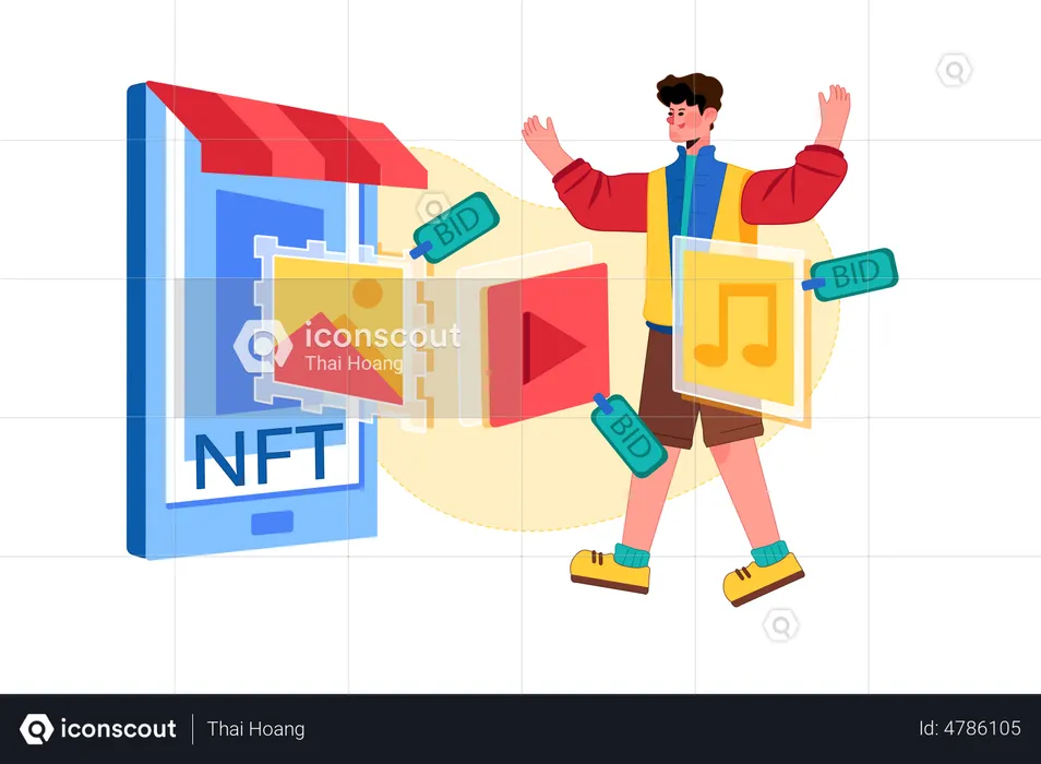 Sell anything digital in the NFT auction  Illustration