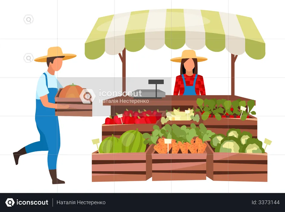 Seller selling farm products  Illustration
