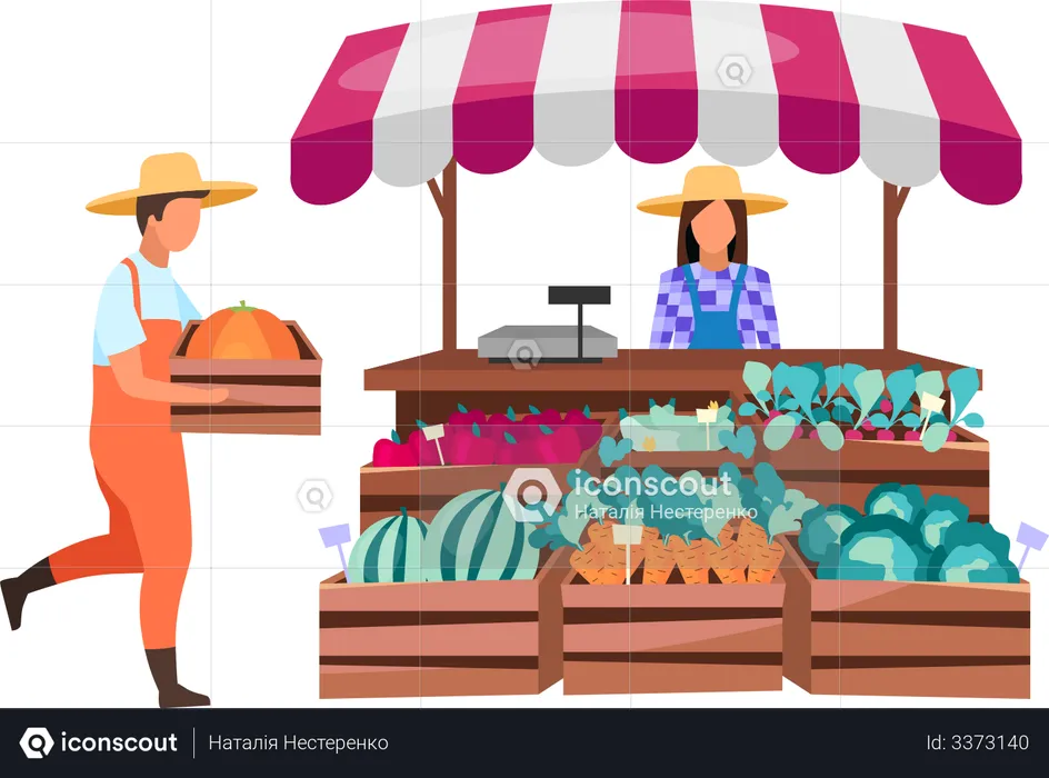 Seller selling farm products  Illustration