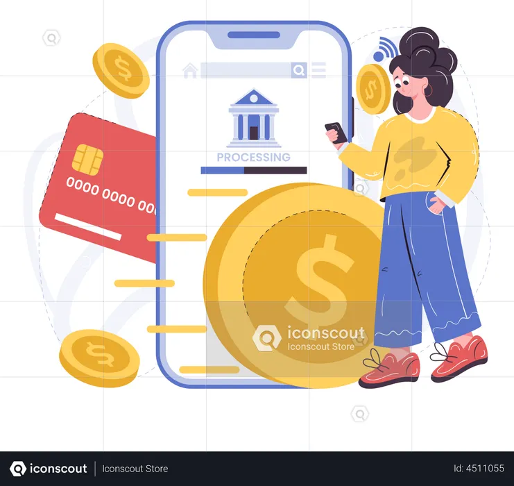 Send money instantly using neo banking app  Illustration