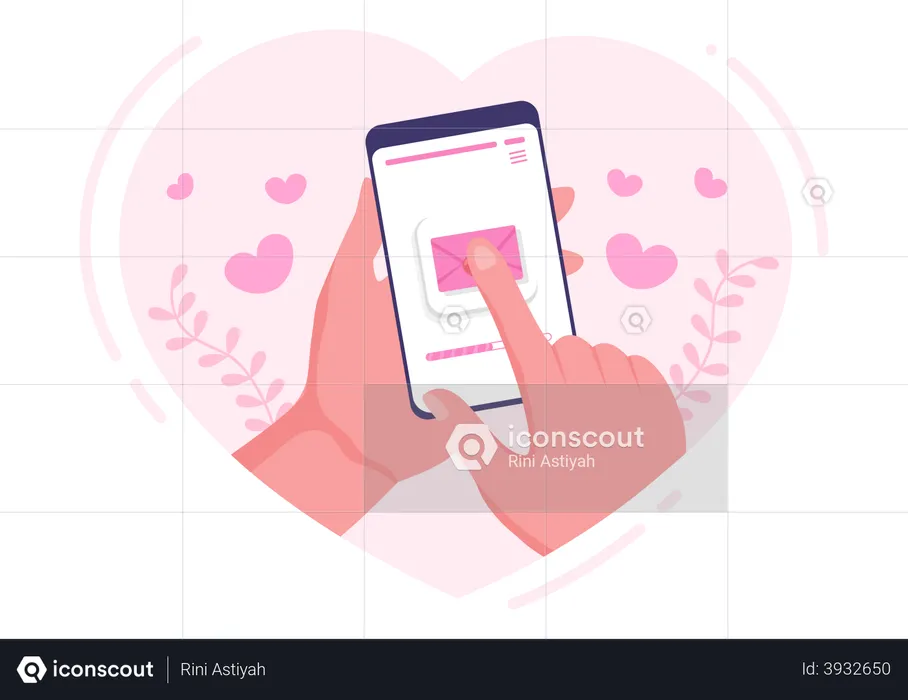 Sending Love mail from mobile  Illustration