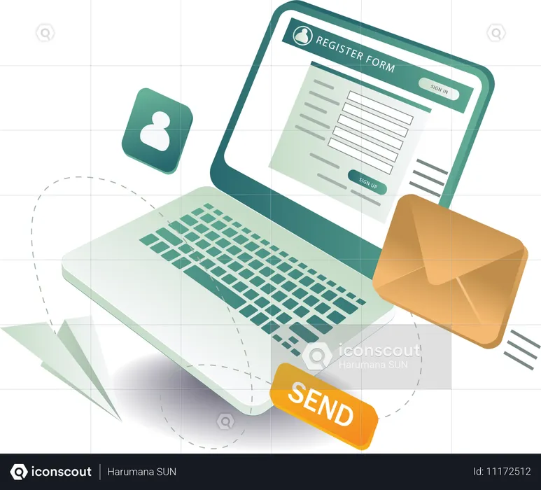 Sending the registration form by email  Illustration