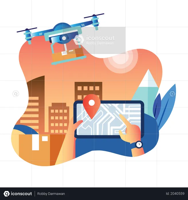 Drohnenlieferung verfolgen  Illustration