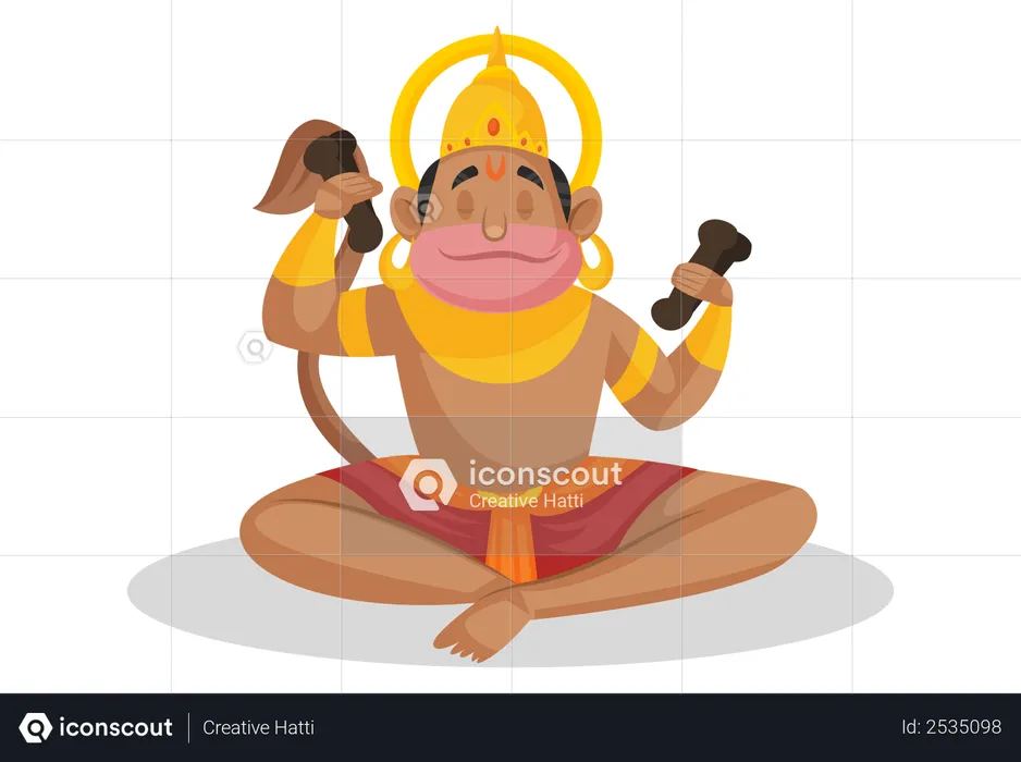 Senhor Hanuman orando  Ilustração