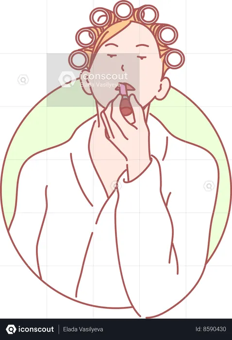 Senhora fazendo batom  Ilustração