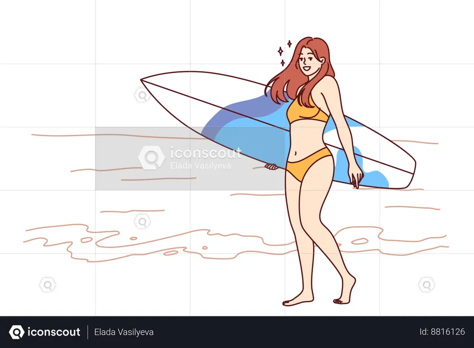 Senhora sexy gosta de praia  Ilustração