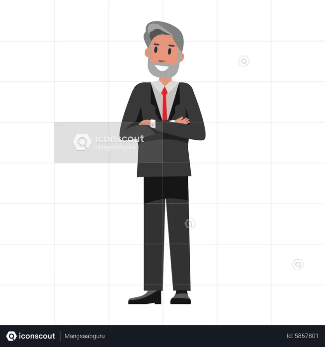 Senior Businessman crossed arms  Illustration