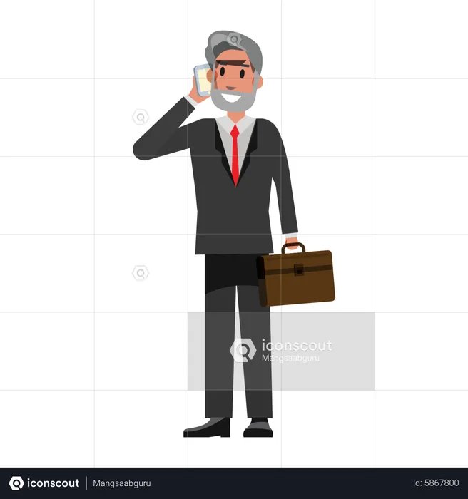Senior Businessman taking on phone  Illustration