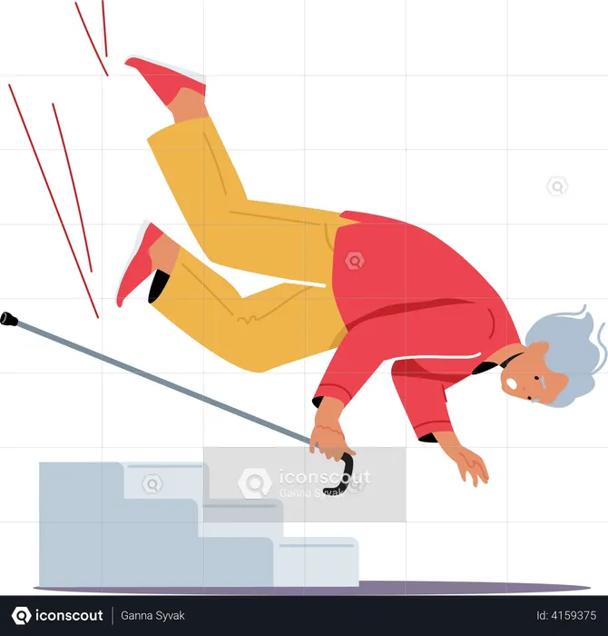 Senior citizen woman falling from height  Illustration
