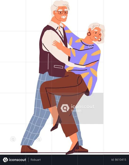 Senior couple dance  Illustration