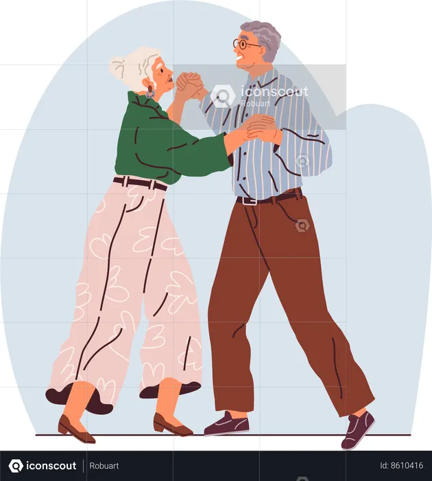 Senior couple dance  Illustration