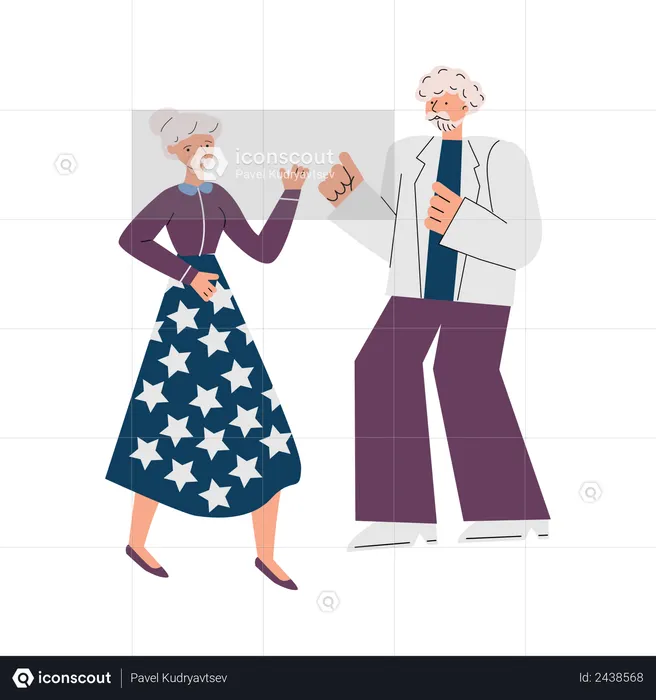 Senior couple Dancing  Illustration