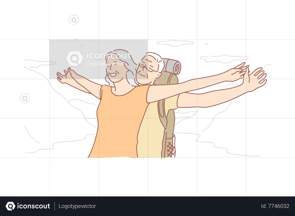 Senior couple enjoying trip  Illustration