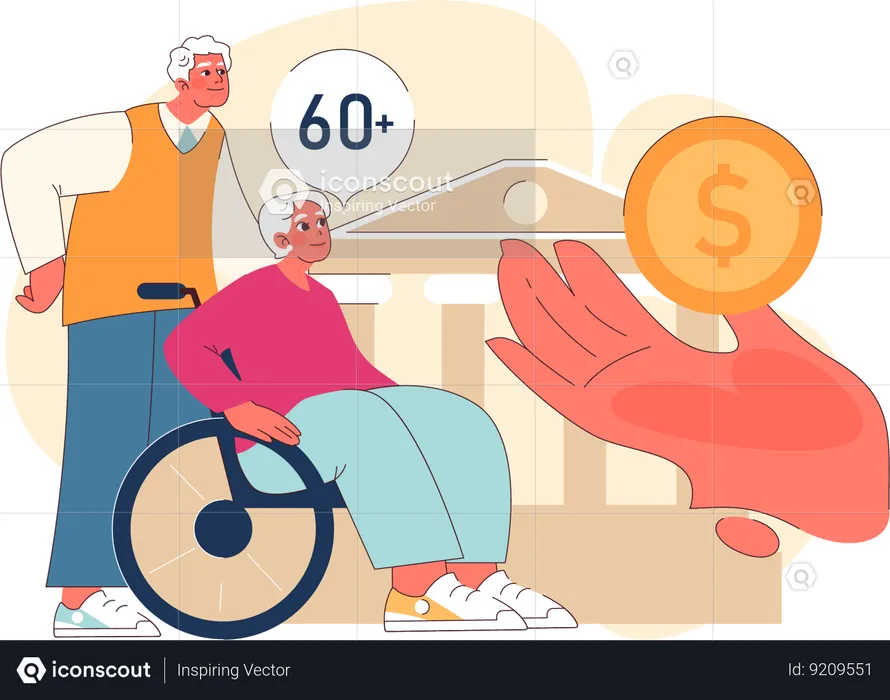 Senior couple focuses on financial health for their post-retirement life  Illustration