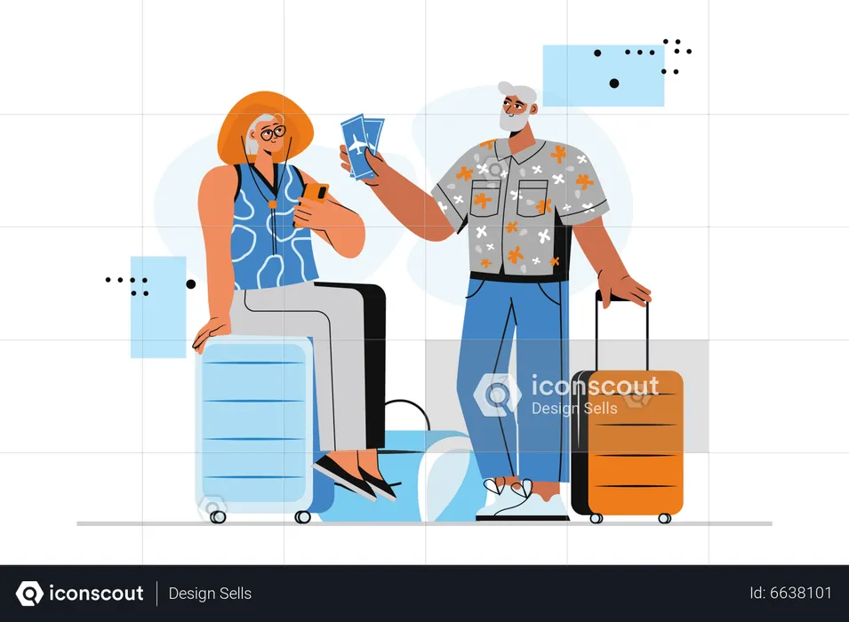 Senior couple going for vacation  Illustration