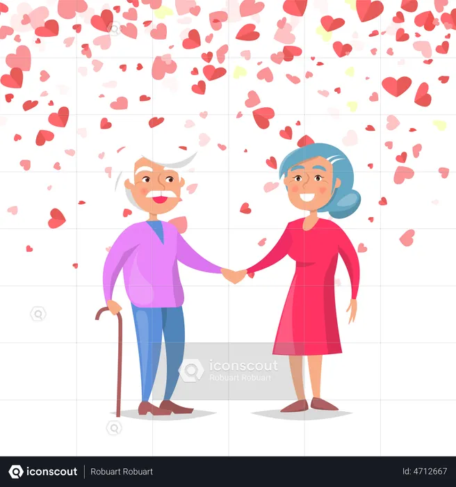 Senior Couple In Love  Illustration