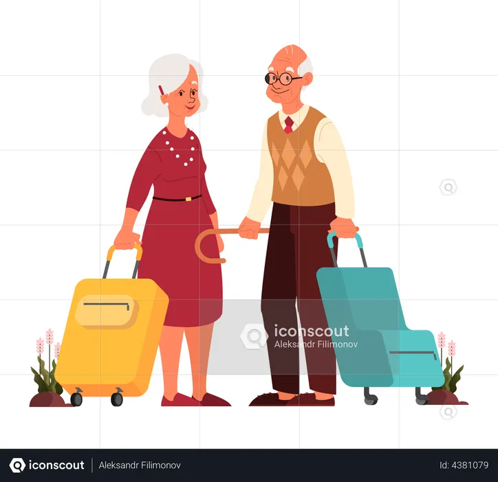 Senior couple travelling together  Illustration