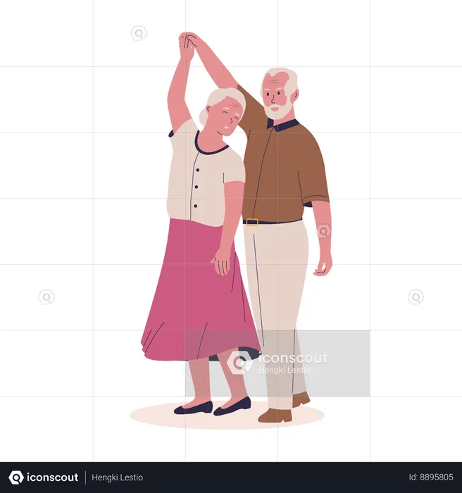 Senior couples doing romantic dancing  Illustration
