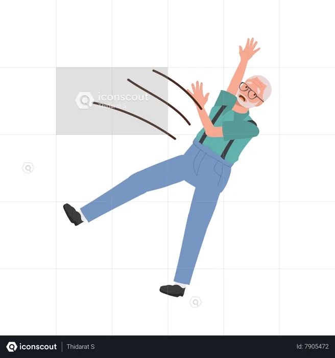 Senior grandfather slips outdoors accidental slip  Illustration