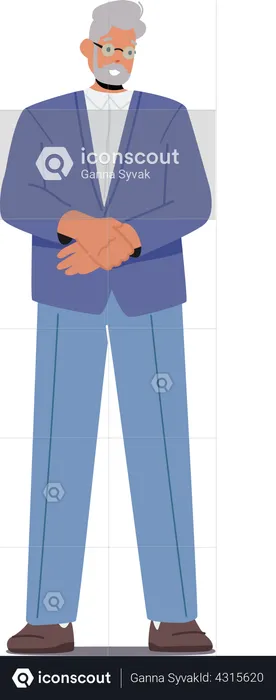 Senior Grey Haired Business Man in Formal Suit  Illustration