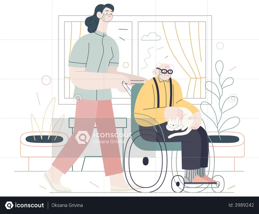 Senior home support  Illustration