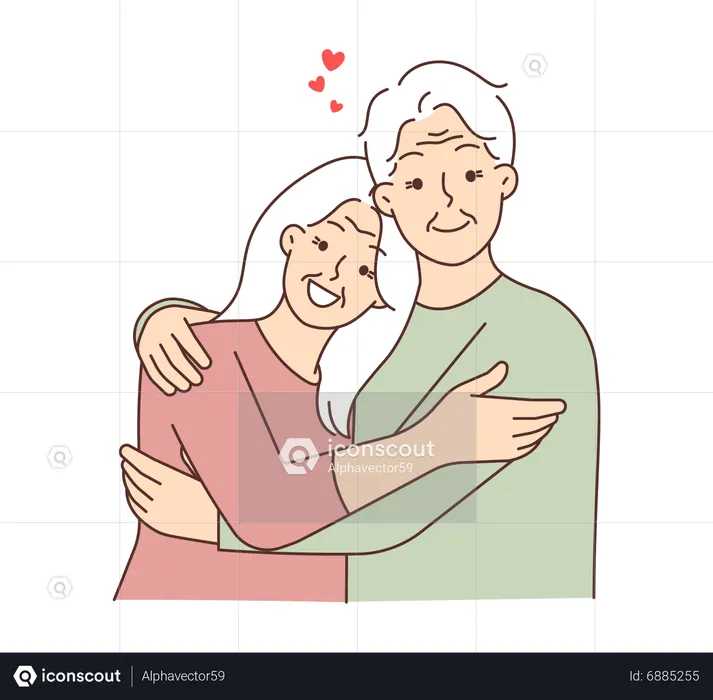 Senior ladies giving love hug  Illustration