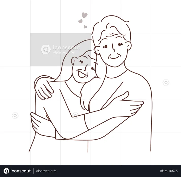 Senior ladies giving love hug  Illustration