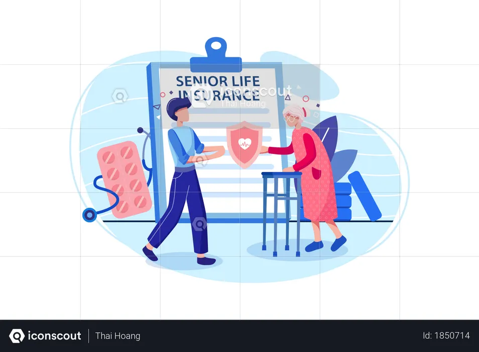 Senior Life Insurance concept  Illustration