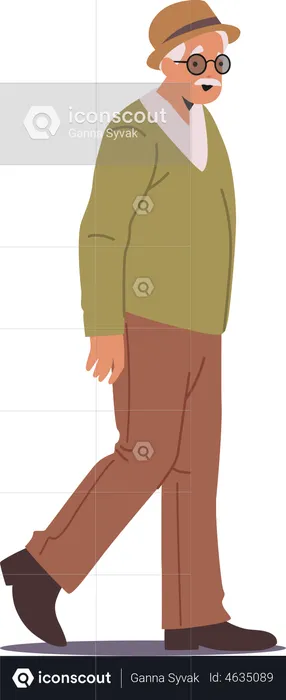 Senior male character walking  Illustration