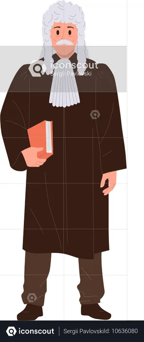 Senior male judge courthouse law worker wearing traditional robe costume  Illustration