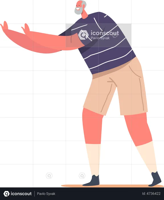 Senior Male Stretching Hands  Illustration
