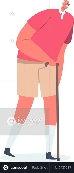 Senior Male with Walking Cane  Illustration